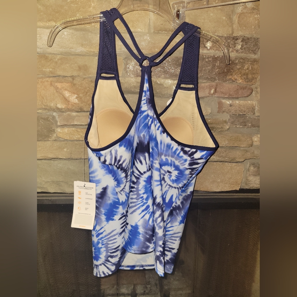 💰⏳️Zero Exposure Blue Tie-Dye Strappy Tankini Swim Top NWT Size 0X - Picture 7 of 10